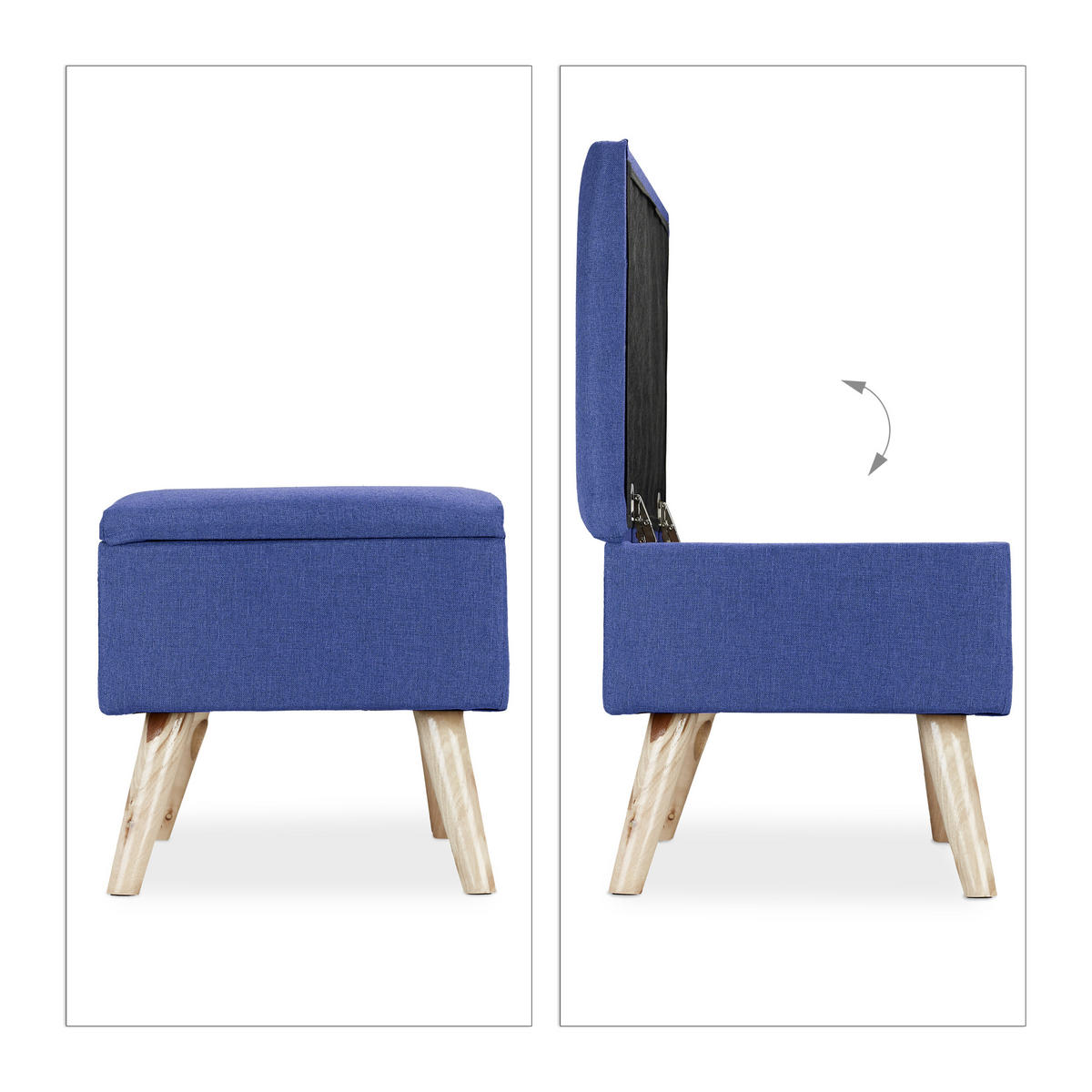 SITZBANK - Blau, Holz/Holzwerkstoff (79.5/39.5/39.5cm) - Relaxdays