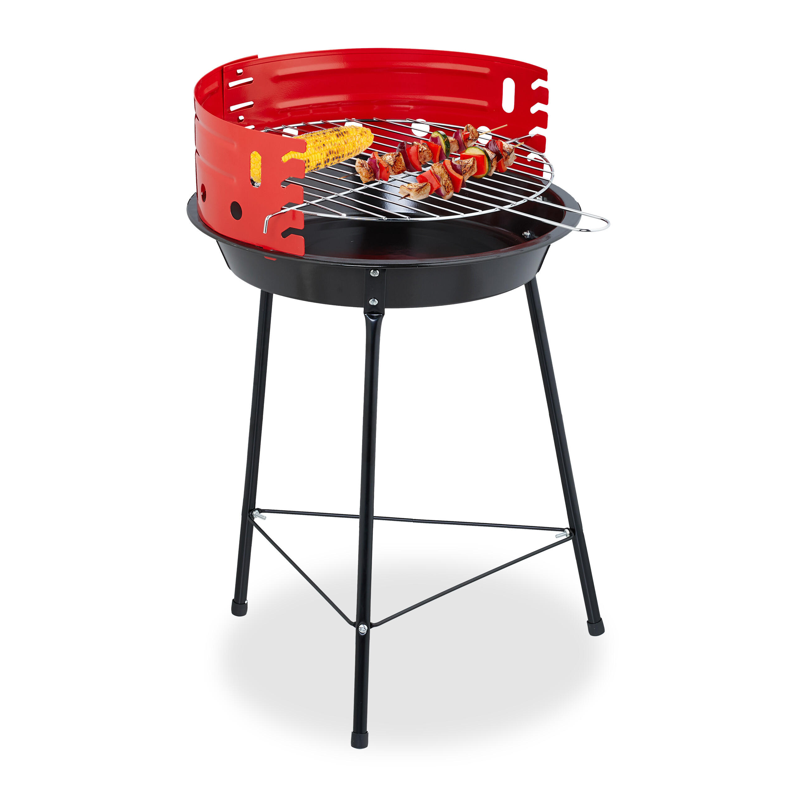 Relaxdays Holzkohlegrill Schwarz 37x53x37 cm