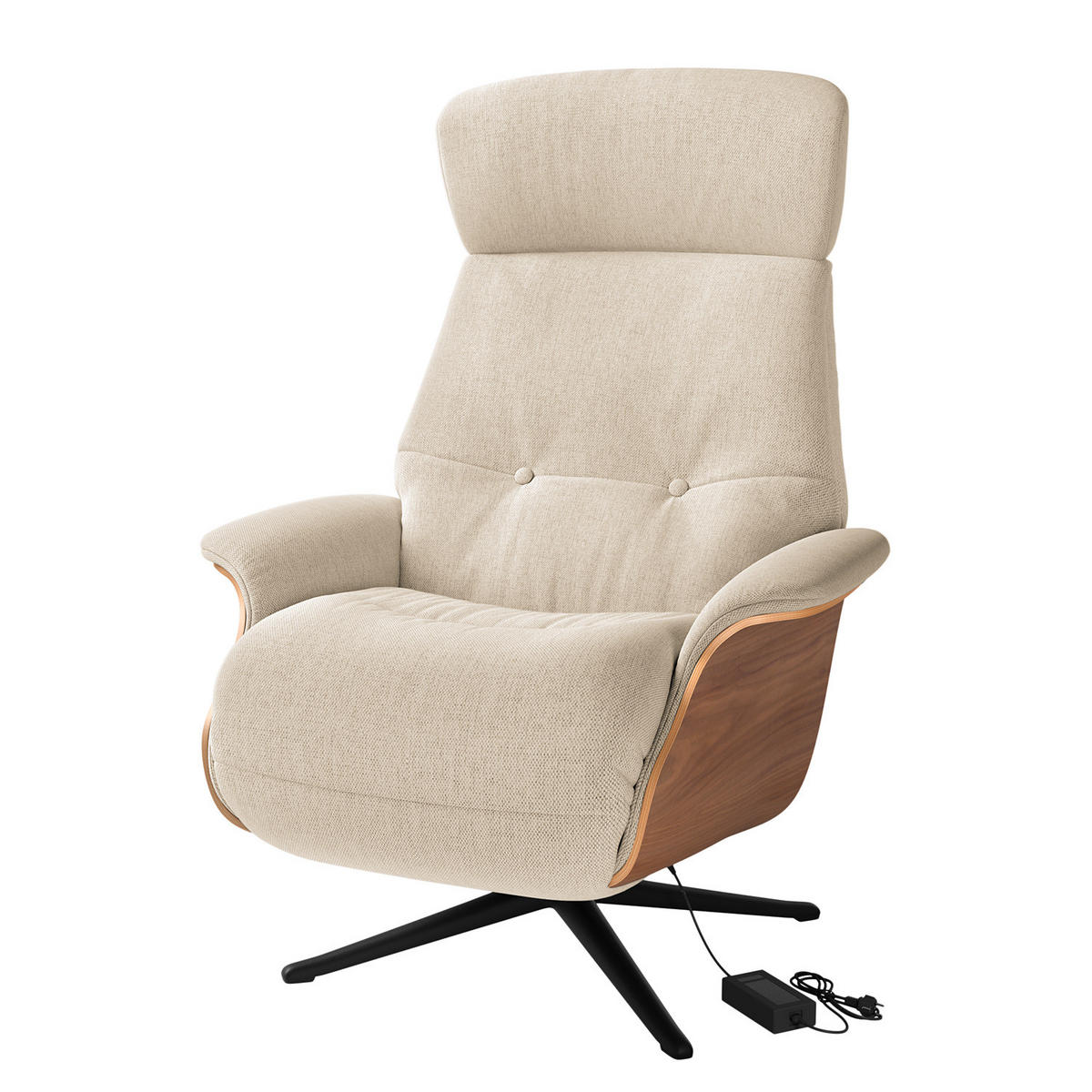 SESSEL - elektrisch verstellbar - Beige/Schwarz, Textil/Metall (83/110/88cm) - home24