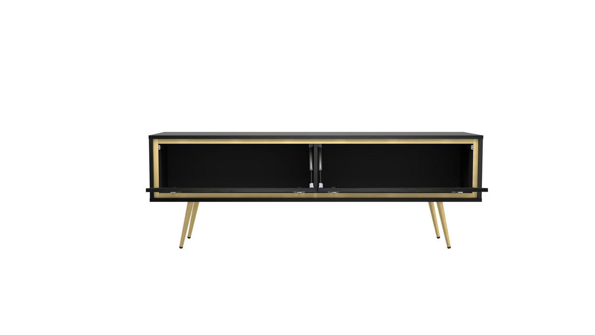 TV-LOWBOARD Tori 150 cm Black Graphite - Goldfarben/Schwarz, Holzwerkstoff/Metall (150/50/40cm) - Ravio