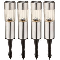LED SOLARLEUCHTE 4er Set Edelstahl Kunststoff silber klar - Silberfarben, Metall (4.6/4.6/25cm) - Globo Lighting