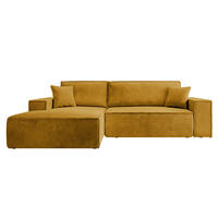 ECKSOFA Farese Senfgelb Cordbezug - Messingfarben/Schwarz, Kunststoff/Textil (267/167cm) - Selsey