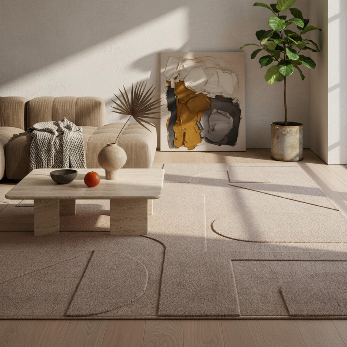 TEPPICH Wohnzimmer Skandinavisch Pflegeleicht Waschbar OEKO-TEX Beige 160x230 cm Flur – LAVAREDO - Beige, Textil (160/230cm) - KADIMA DESIGN