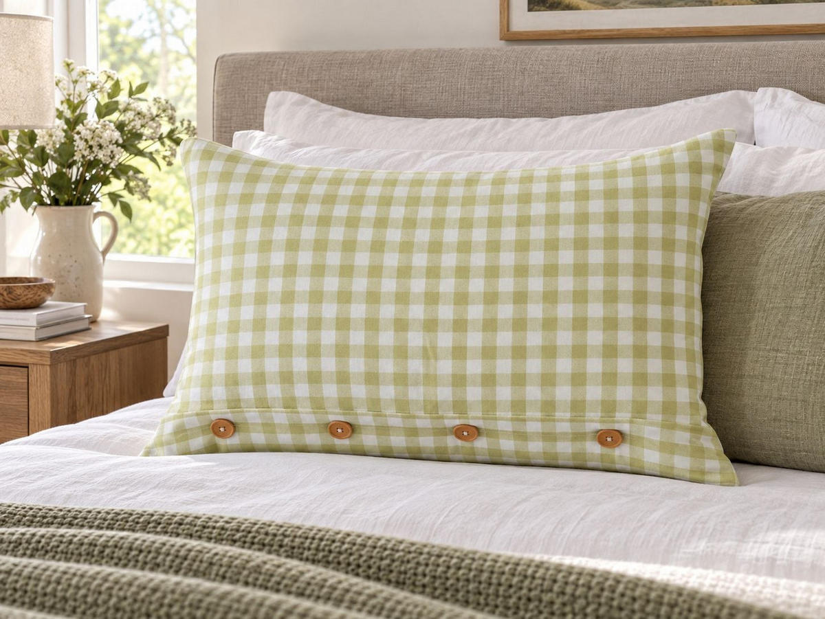PERNĂ decorativă verde oliv 40/60 cm Talya - maro/alb, material textil (40/60cm) - Beliani