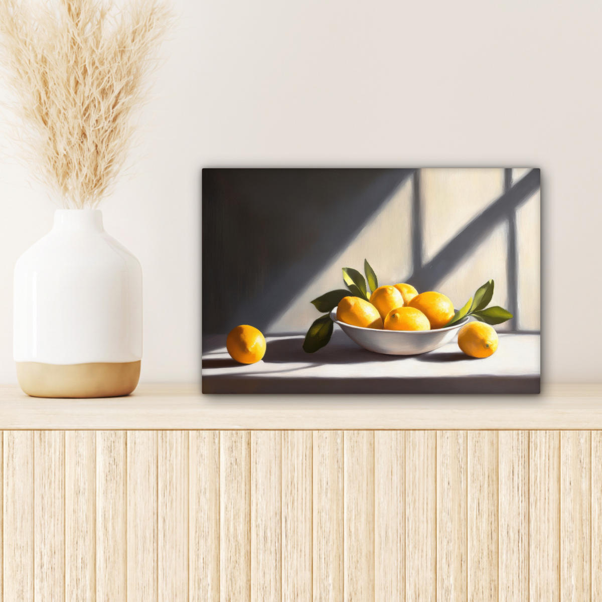 LEINWANDBILD Zitronen - Stilleben - Gelb Deko Schlafzimmer 30x20 cm - Gelb, Textil (30/20cm) - MuchoWow