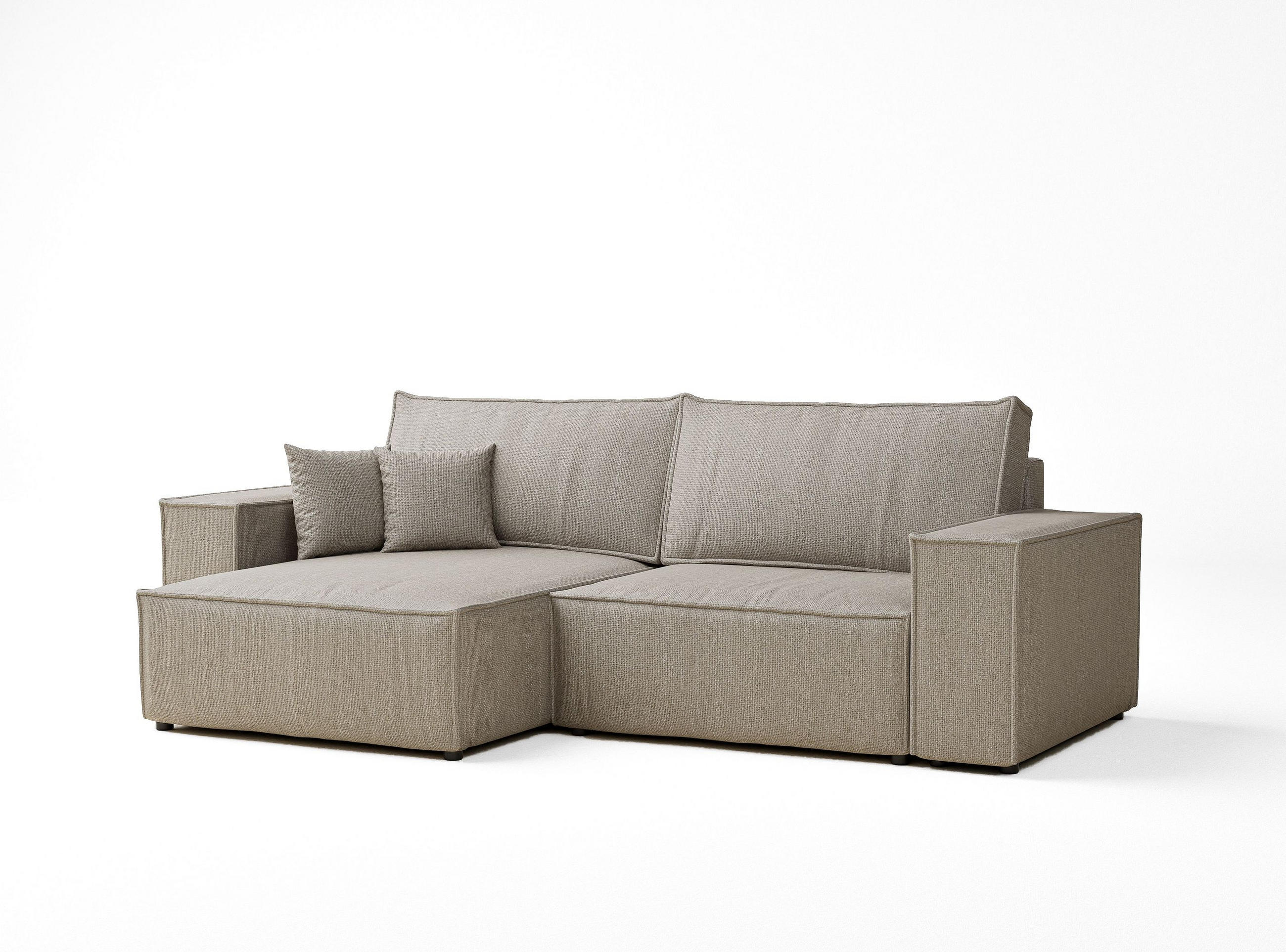 ECKSOFA MIT SCHLAFFUNKTION Zaya Beige Webstoff - Beige/Schwarz, Holz/Holzwerkstoff (255/148cm) - Maison de Reve