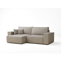 ECKSOFA MIT SCHLAFFUNKTION Zaya Beige Webstoff - Beige/Schwarz, Holz/Holzwerkstoff (255/148cm) - Maison de Reve