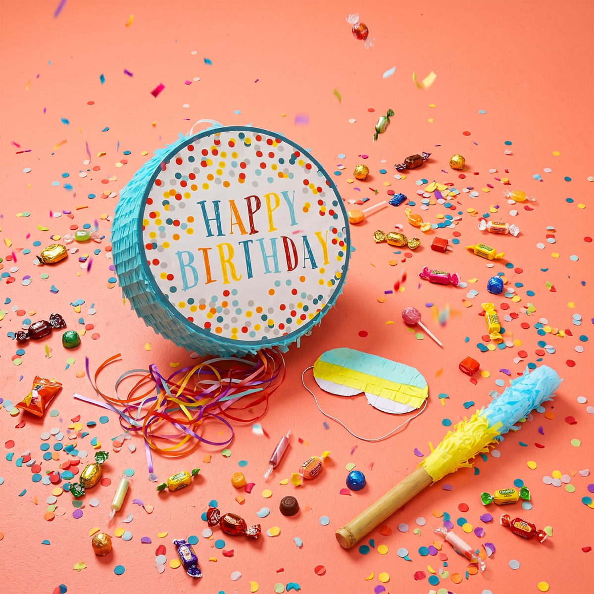 PINATA - Multicolor, Papier/Wellpappe (40/40/9cm) - Relaxdays