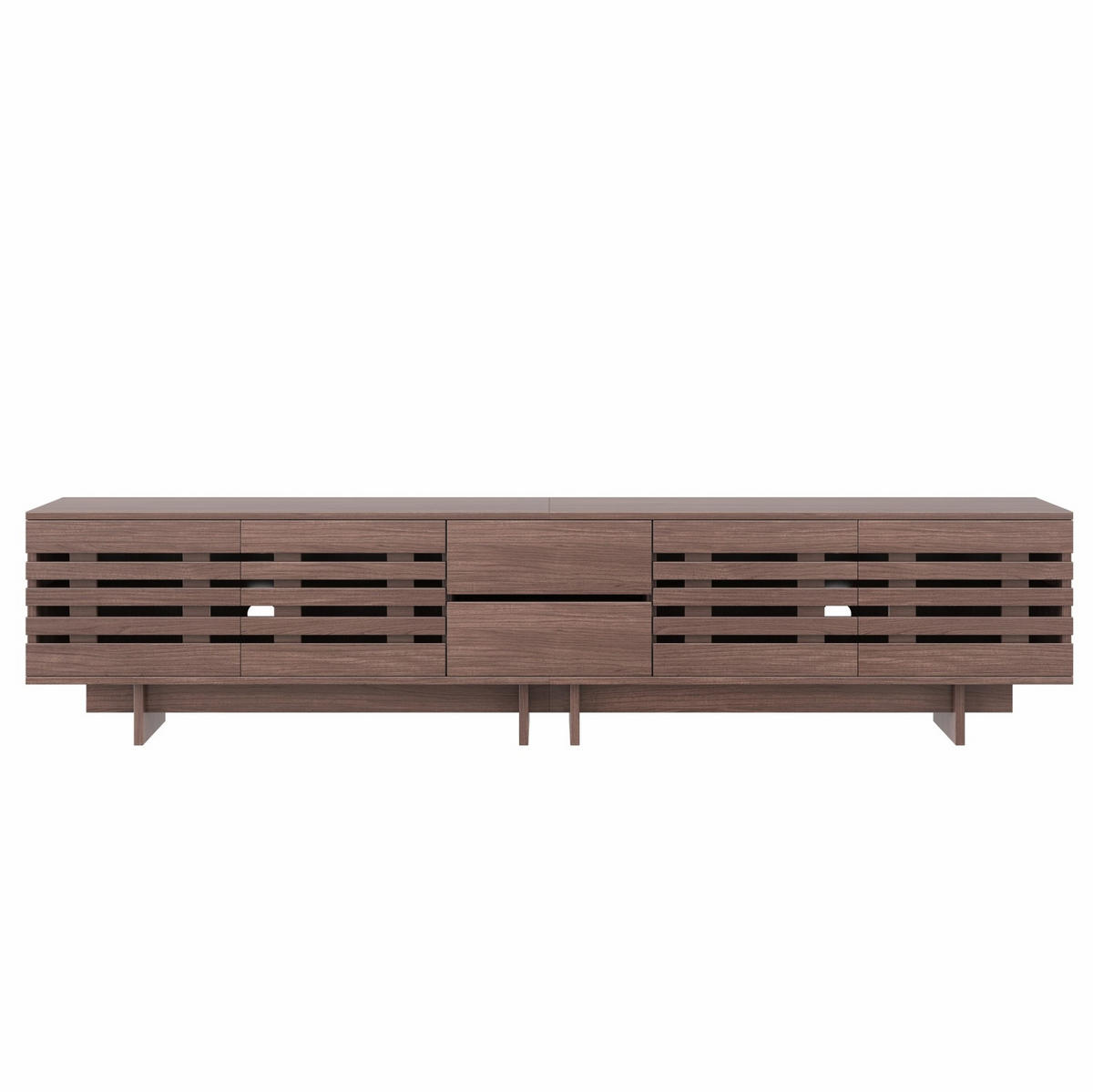 TV-LOWBOARD 200/39,5/55 cm walnussfarben aus MDF mit 2 Schubladen - Walnussfarben, Holzwerkstoff (200/55/39.5cm) - OKWISH