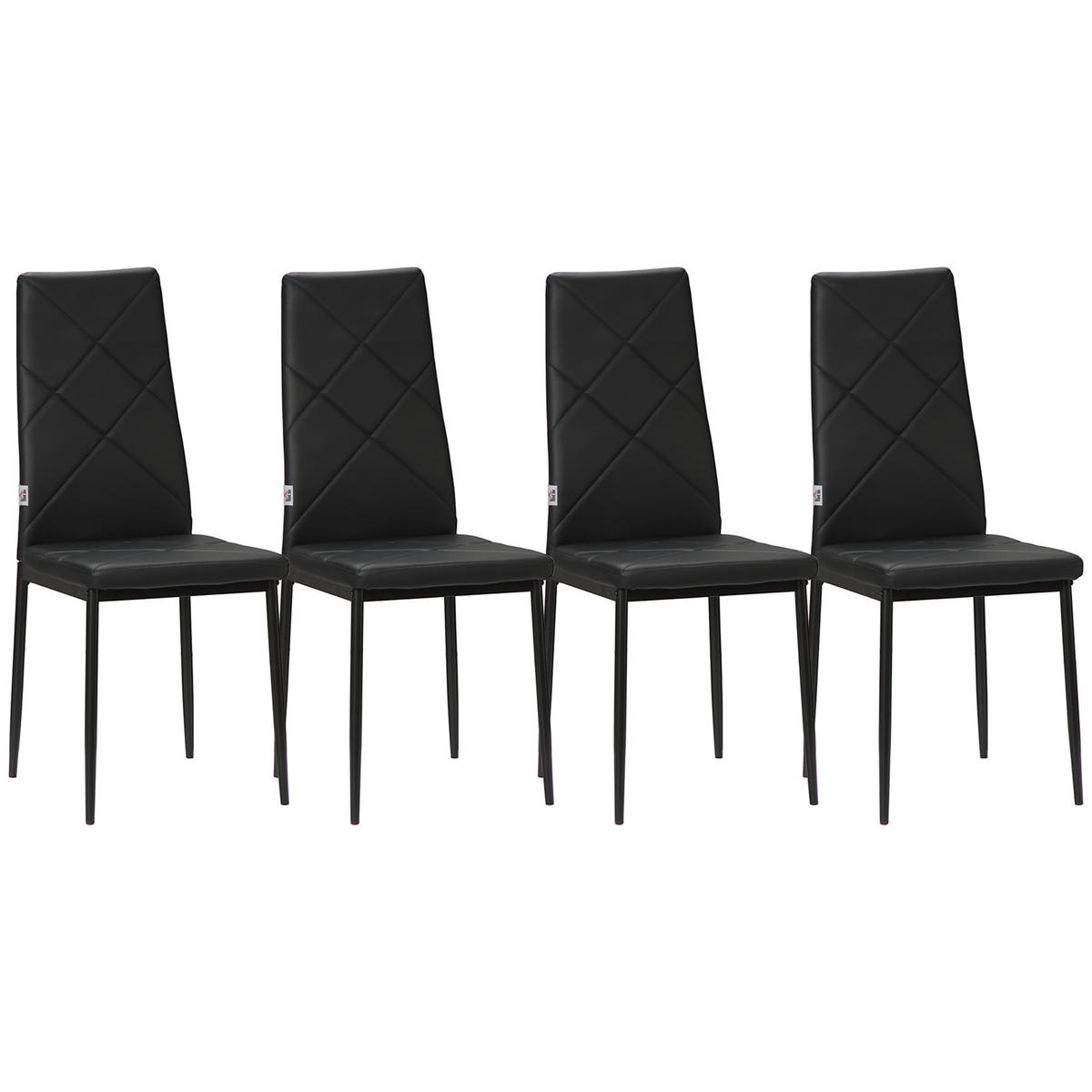 ESSZIMMERSTÜHLE 4er-Set DE-13236 hohe Rückenlehne mit Diamantsteppung Schwarz - Schwarz, Metall (50/97/41cm) - ComfortXL