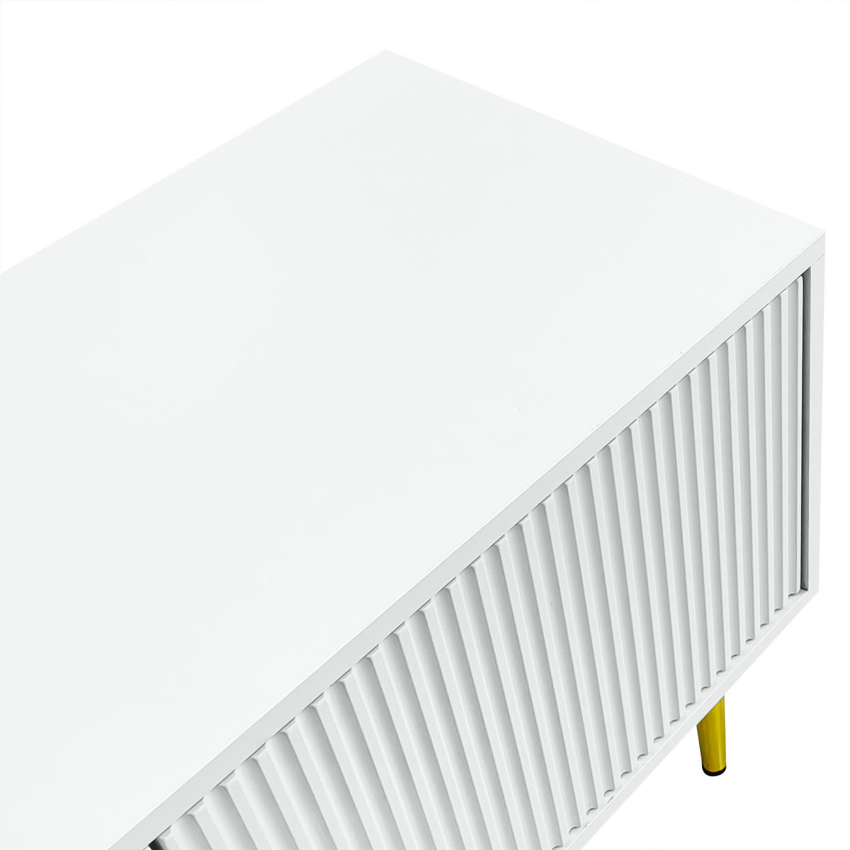 LOWBOARD mit Glasfüßen, Glasregalen und frosted Glastüren - Weiß, Glas/Holzwerkstoff (170/50/35cm) - Urban Meuble