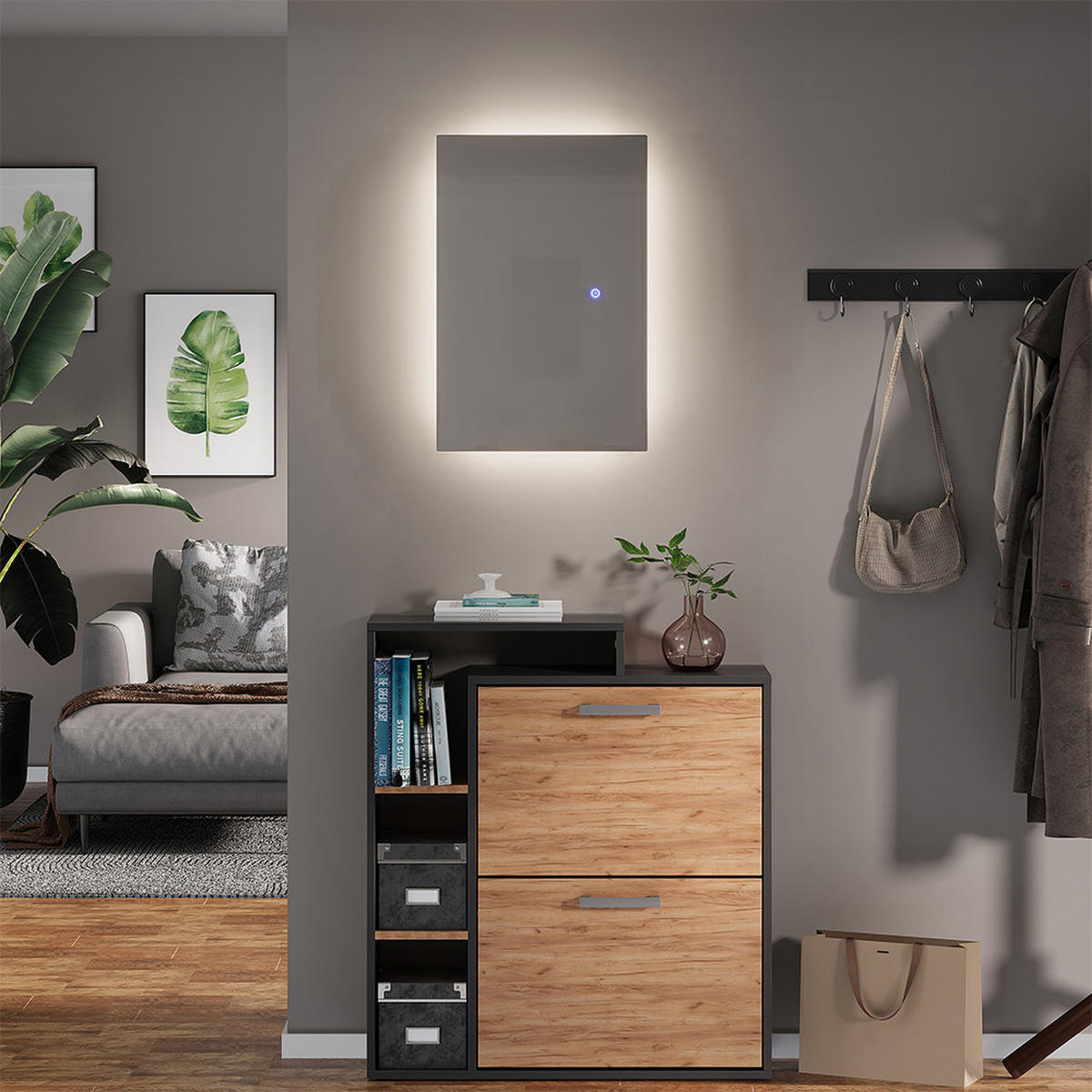 BADEZIMMERSPIEGEL Miral Glas 60 x 40 cm mit Backlight Beleuchtung - Klar, Glas (60/40/2.8cm) - Vicco