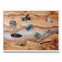 MAGNETTAFEL 70x50 cm Weißer Rahmen Holzstruktur Mit Harz - Kastanienfarben, Metall (70/50/0.4cm) - TULUP