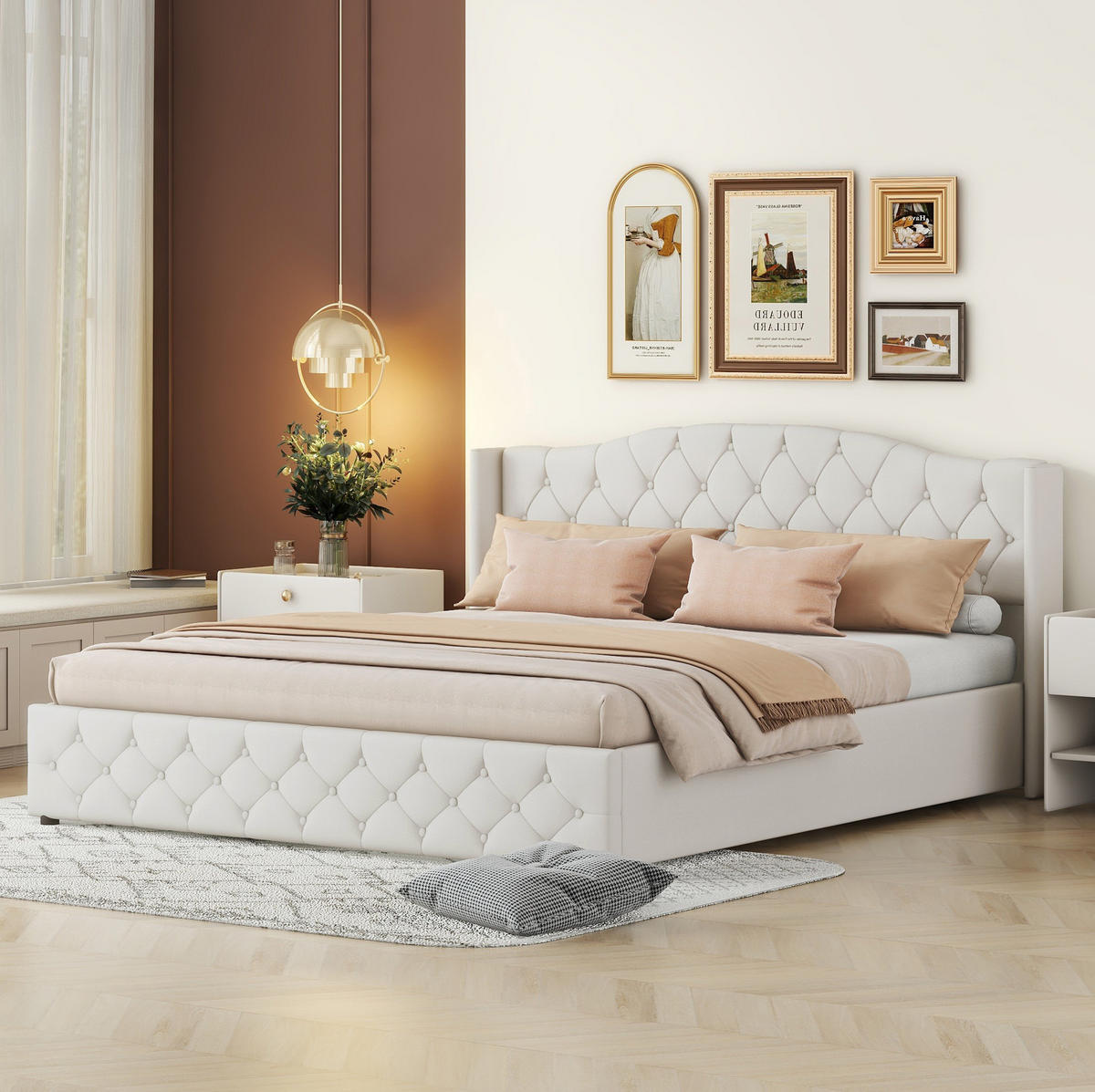 POLSTERBETT 180x200 cm in Beige mit hydraulischem Bettkasten - Beige, Textil (180/200cm) - IVMEU