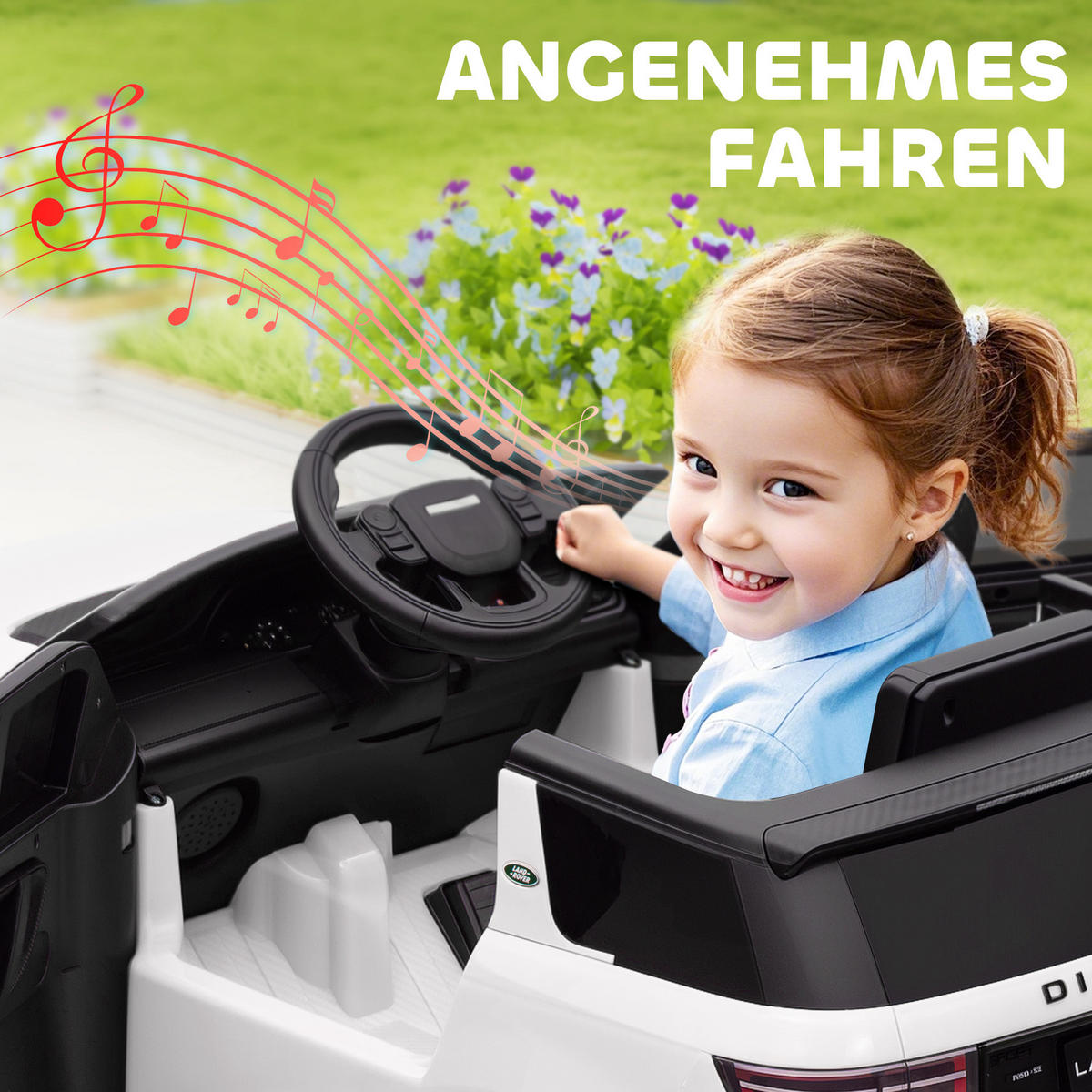 KINDER Elektroauto 12V Kinderauto mit 2,4G Fernbedienung, Musik, 3-5 km/h - Weiß, Kunststoff (106/65.5/51cm) - AIYAPLAY