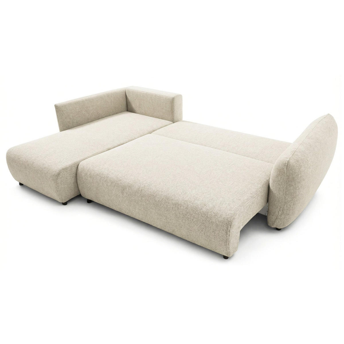 ROHOVÁ POHOVKA Zordo Světle béžový žinylka levá se dvěma úložnými prostory - černá/ecru, textil/plast (256/170cm) - Selsey