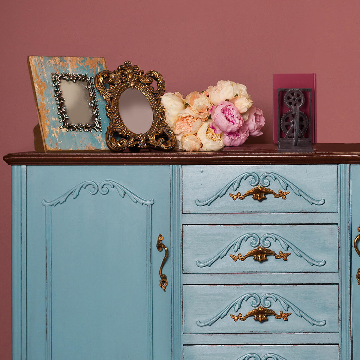 BUCHSTÜTZE - Dunkelbraun, Metall (13/16/10cm) - Relaxdays