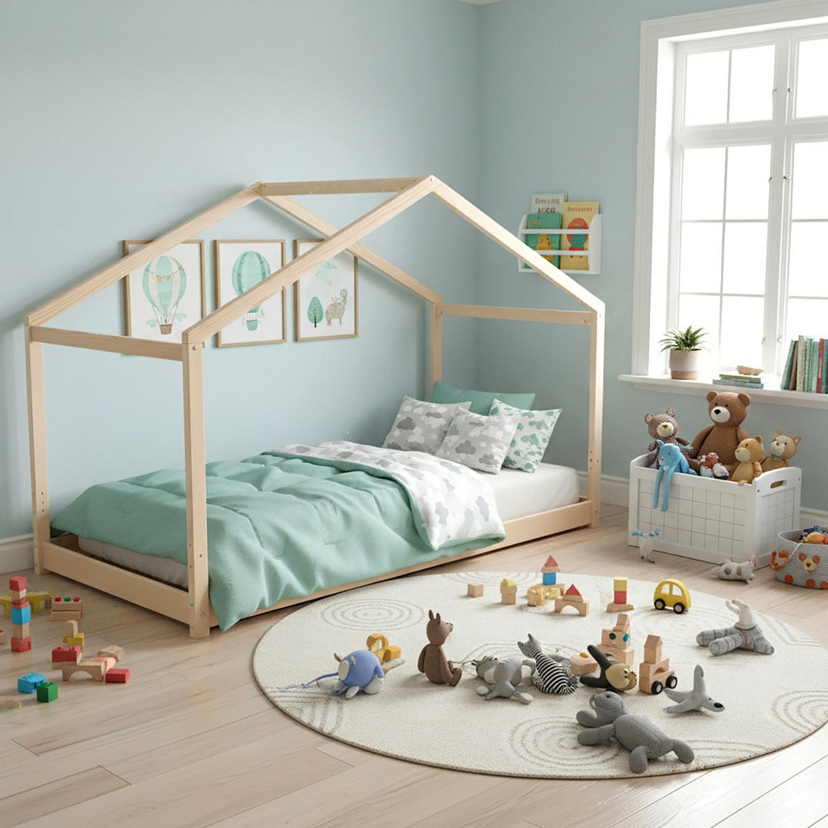 HAUSBETT KOALA MIT LATTENROST/ Kinderbett 90x190 - Natural - Naturfarben, Holz (90/190cm) - Weber Industries