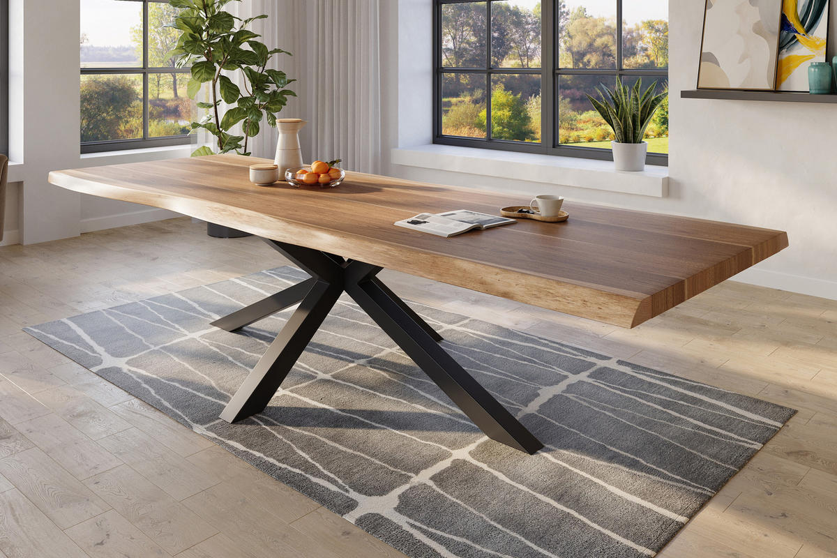 ESSTISCH TITAN - Beige/Schwarz, Holz (120/350/79cm) - SAM