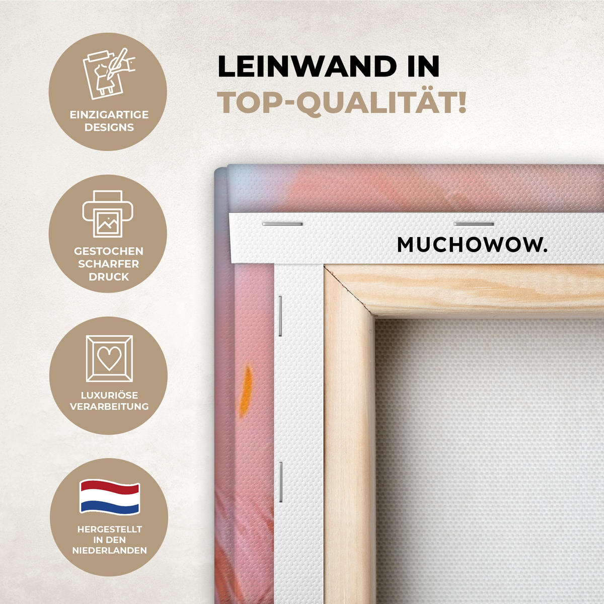 LEINWANDBILD Ölgemälde - Kunst - Abstrakt - Farbenfroh Deko XXL 80x120 cm - Altrosa, Textil (80/120cm) - MuchoWow