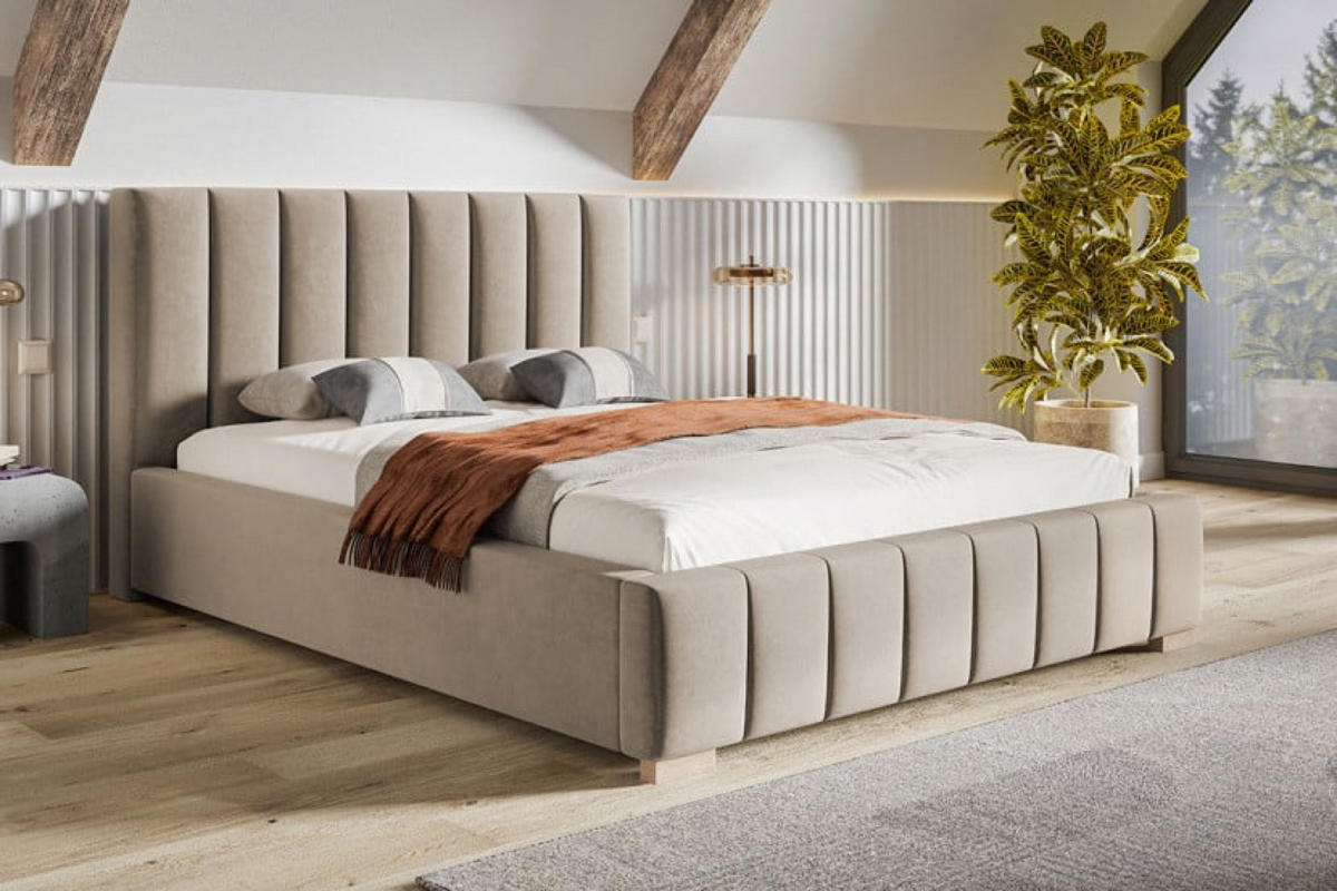 BETT Dunkelbeige BEN 10 160x200 cm - Eichefarben/Beige, Textil (160/200cm) - Sepro Meble