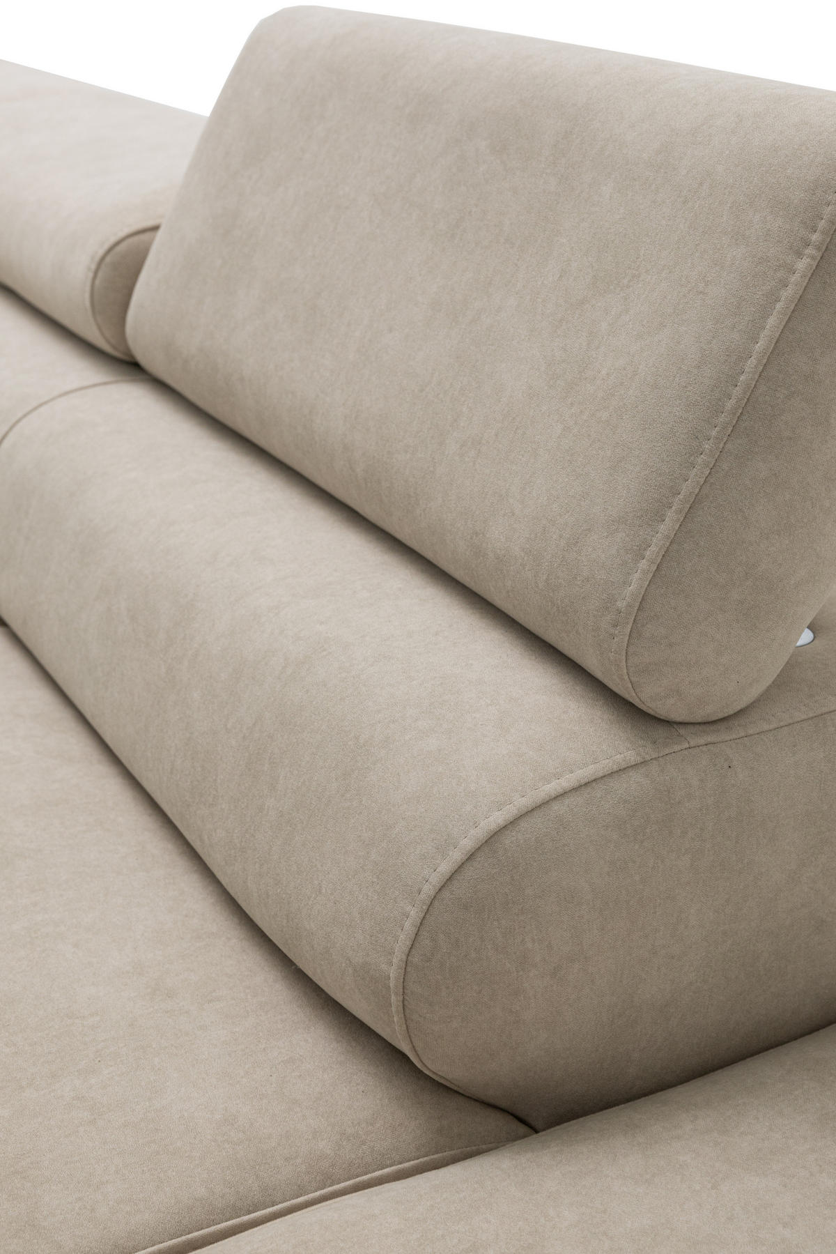 ECKSOFA PRIAM L Links mit Schlaffunktion 125x195 Velours Beige - Beige/Schwarz, Holz/Textil (203/275cm) - Muffo