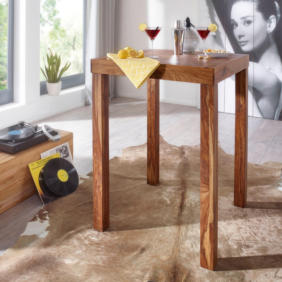 BARTISCH – Rustikal, Massivholz, stabile Konstruktion, individuelles Design - Braun, Holz (80/110/80cm) - KADIMA DESIGN