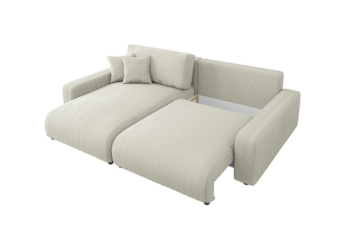 ECKSOFA Emma Beige Cord - Ottomane links - Beige, Textil (234/170cm) - S-Style Möbel