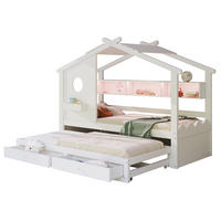 KINDERBETT 90/200 cm mit Ausziehbett 90/190, LED, USB- und USB-C-Anschluss, Schubladen, Weiß - Weiß, Holzwerkstoff (90/200cm) - Redom