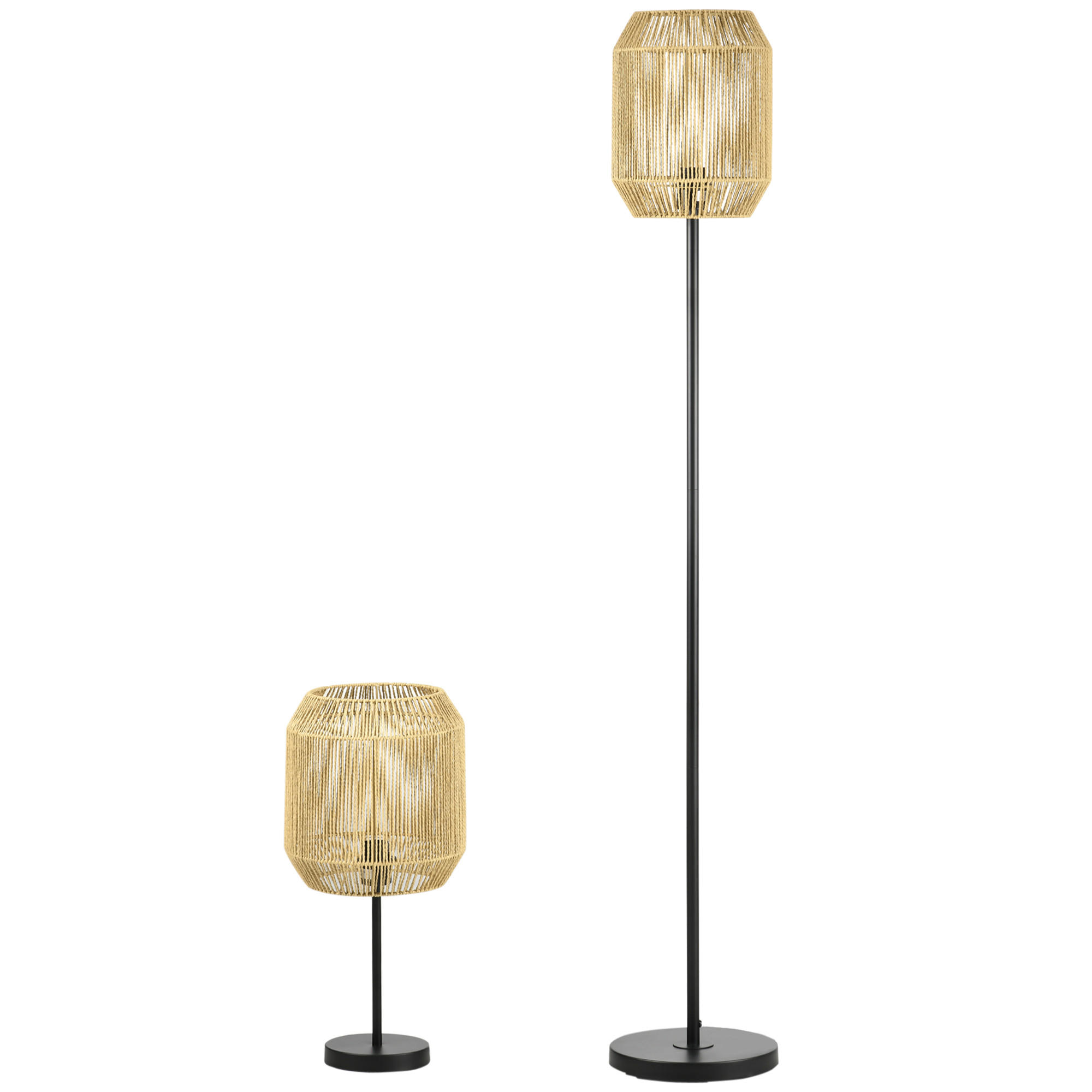 TISCHLAMPE Set mit E27 Sockel, Natur - Multicolor, Papier (26/26/158cm) - HOMCOM