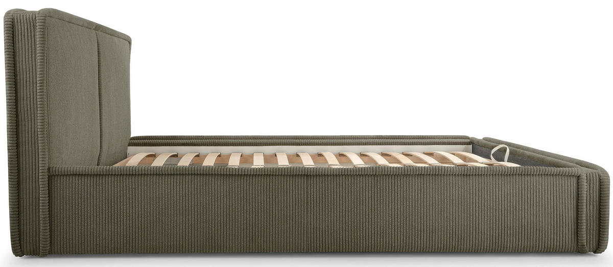 ČALOUNĚNÁ POSTEL Cordo Tmavě hnědý manšestr 160x200 cm - černá/olivově zelená, textil/plast (160/200cm) - Selsey