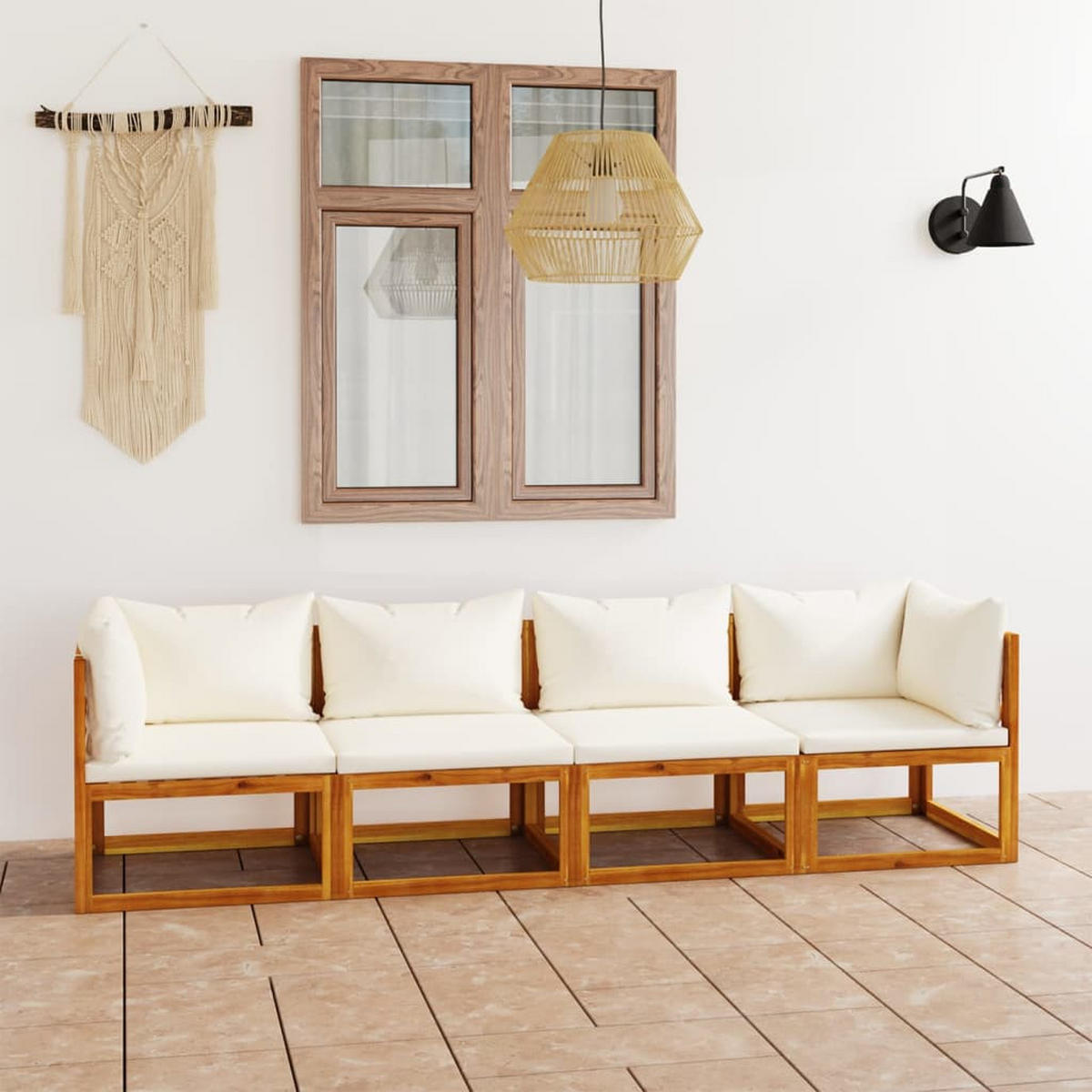 GARTENSET Rega 4-teilig - Creme, Holzwerkstoff - Nettlife