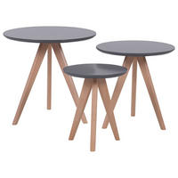 COUCHTISCH 3er Set Rund Grau, Hell Holz Vegas - Grau, Holzwerkstoff (48/48cm) - Beliani