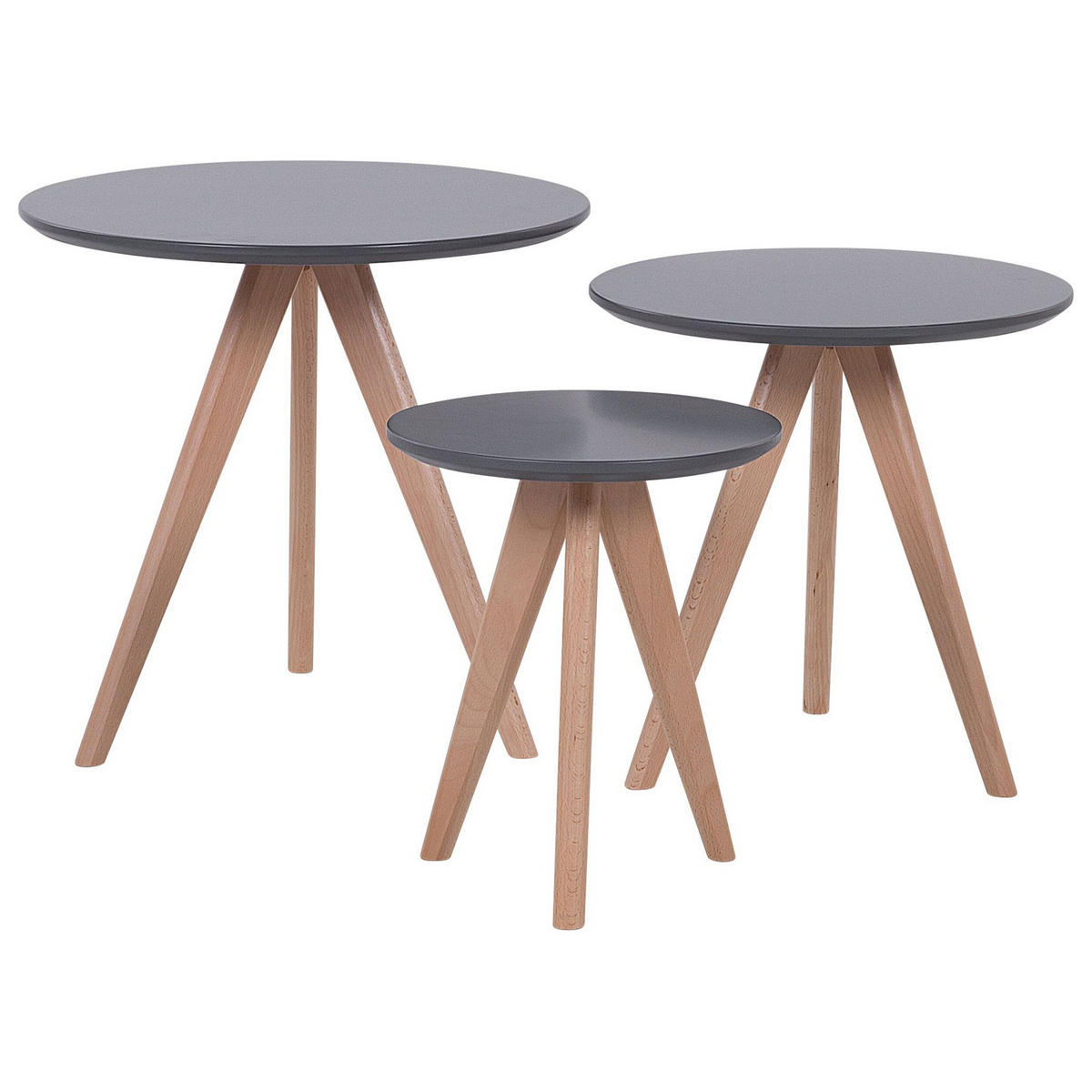 COUCHTISCH 3er Set Rund Grau, Hell Holz Vegas - Grau, Holzwerkstoff (48/48cm) - Beliani