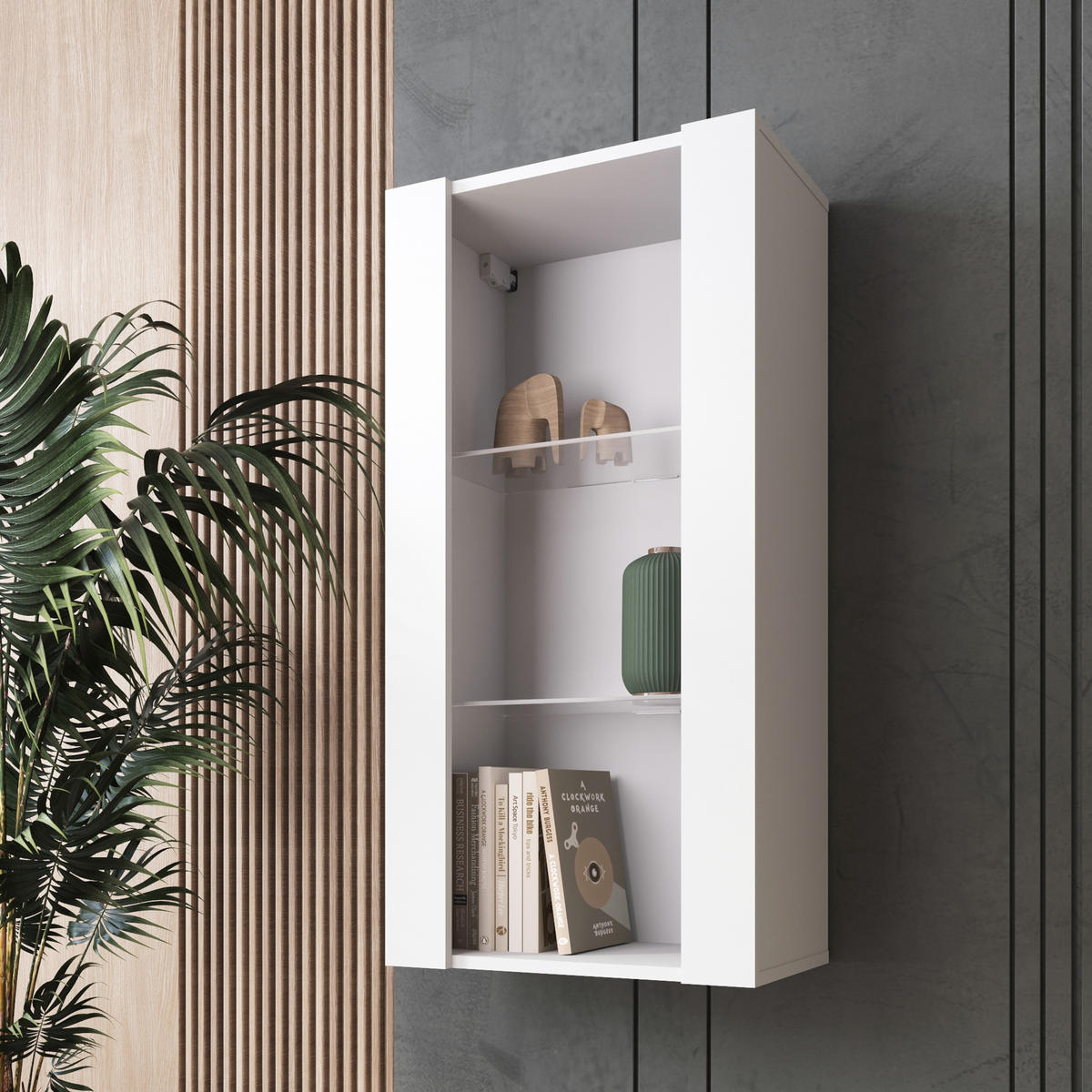 HÄNGEVITRINE TIVOLI Vertical 100, Weiss - Weiß, Glas/Holzwerkstoff (50/100/29.5cm) - Komodee