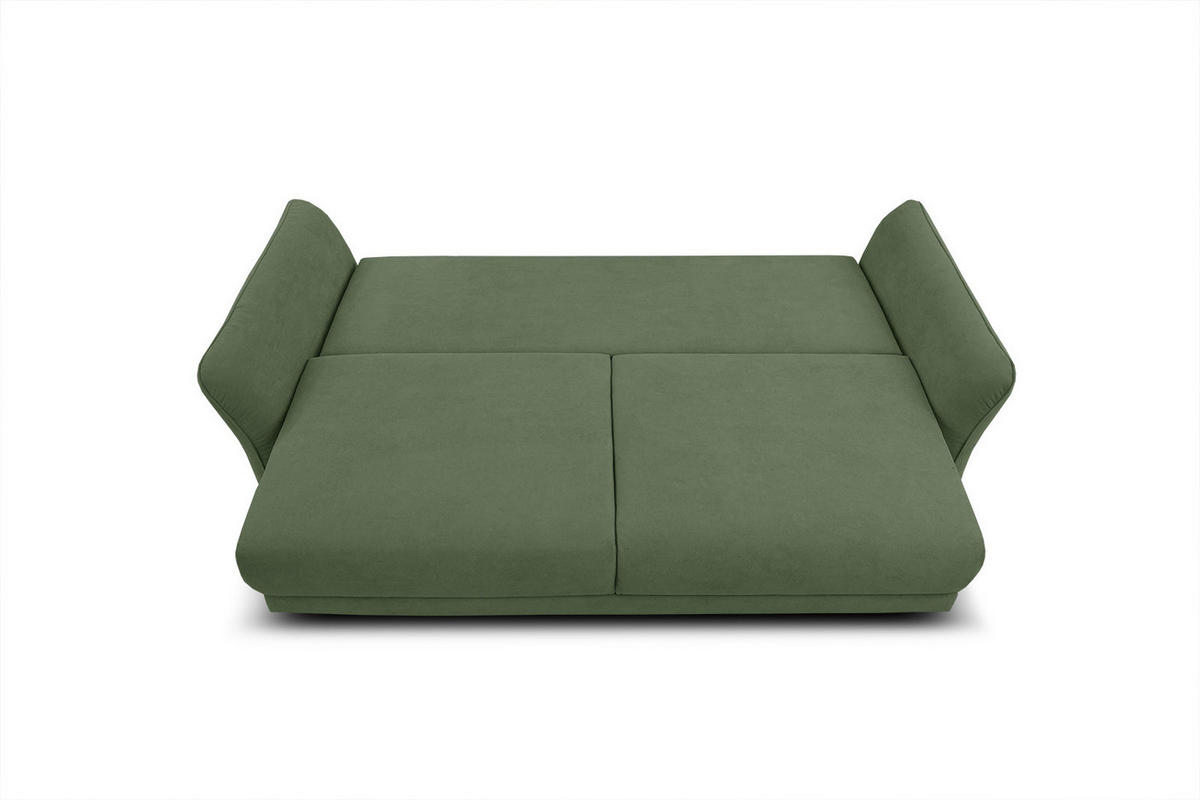 SOFA LOREM 3-Sitzer mit Schlaffunktion, grün - Schwarz/Grün, Holz/Textil (232/90/107cm) - Courtois Laville