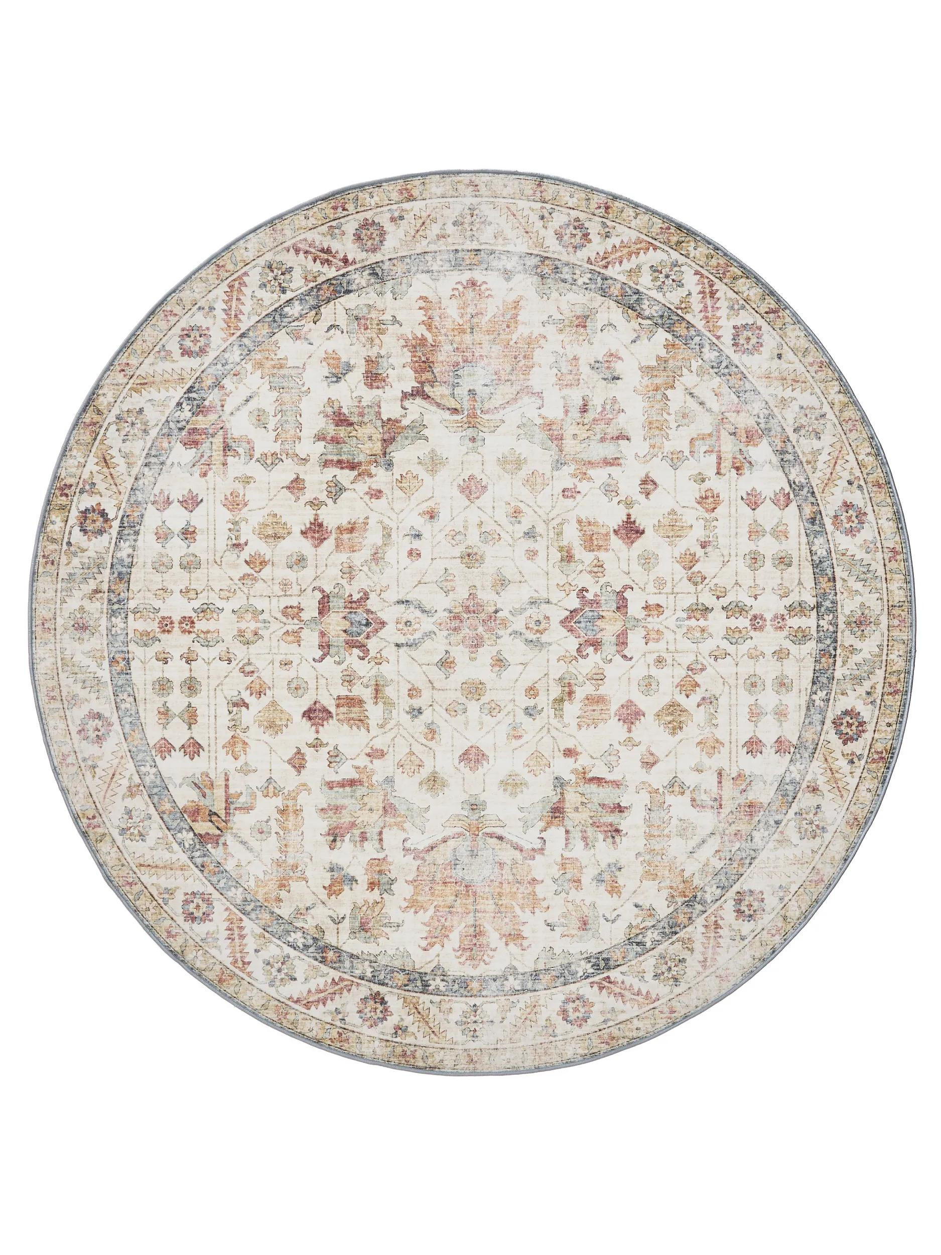 VINTAGE-TEPPICH George waschbar ø 120 cm rund - Beige/Multicolor, Kunststoff (120/120cm) - benuta