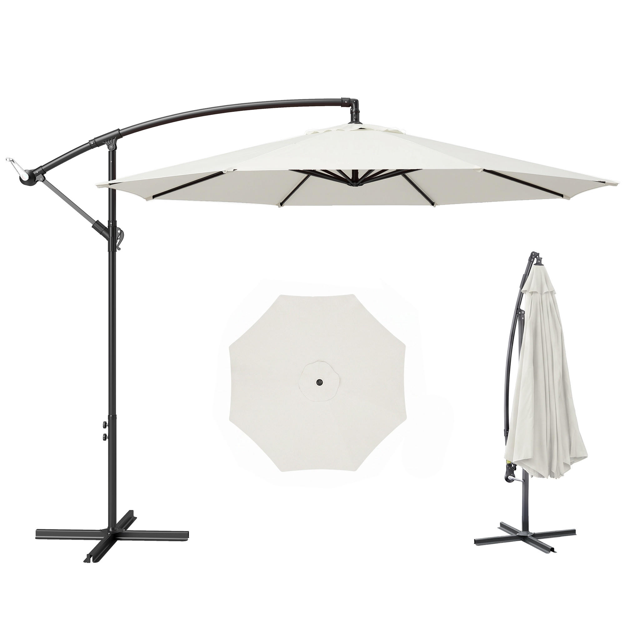 AMPELSCHIRM Dunkelblau 300/300/250 cm mit Kurbel - Creme, Metall (300/300cm) - PANGIVO
