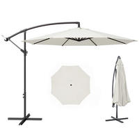 AMPELSCHIRM Dunkelblau 300/300/250 cm mit Kurbel - Creme, Metall (300/300cm) - PANGIVO