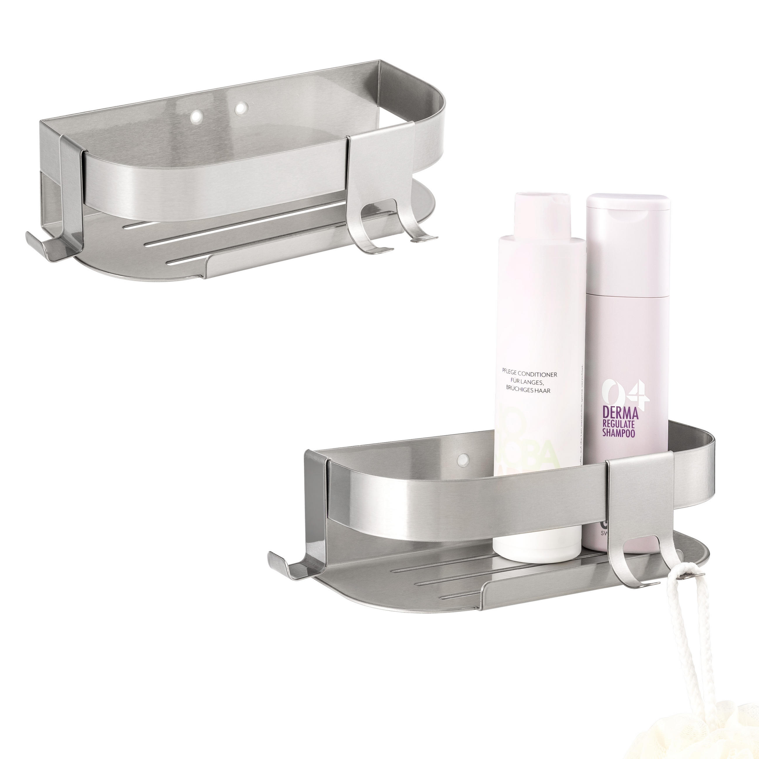 DUSCHABLAGEN (2er Set), Edelstahl - Edelstahlfarben, Metall (23/6.5/10.5cm) - eluno