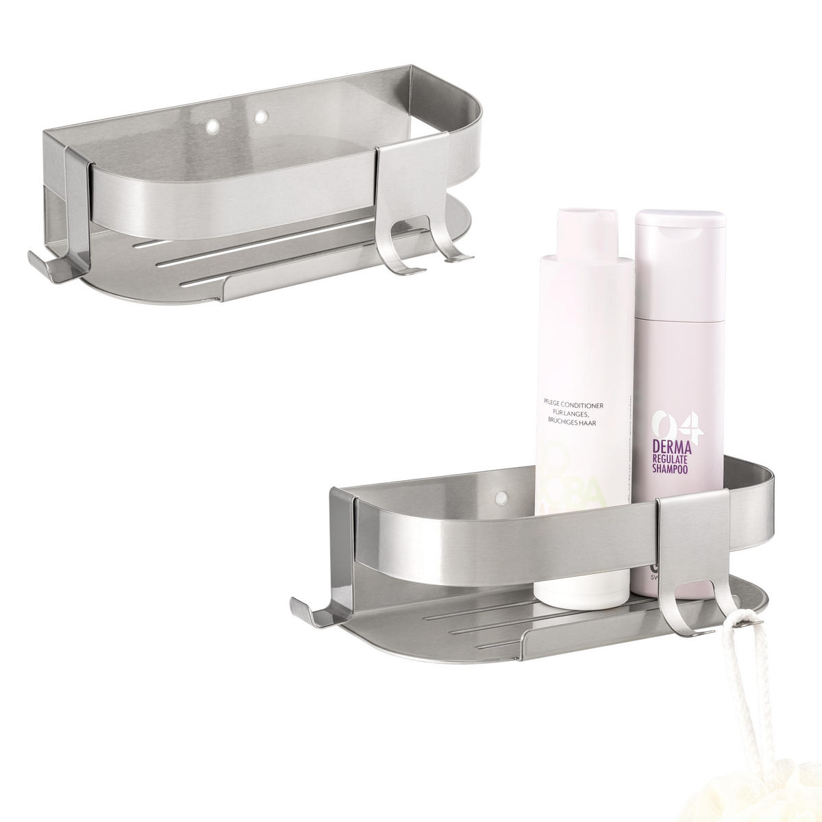 DUSCHABLAGEN (2er Set), Edelstahl - Edelstahlfarben, Metall (23/6.5/10.5cm) - eluno