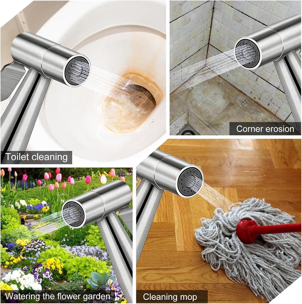 WC-BIDET-AUFSATZ– Silber – Handspülung – G1/2 Kupferumsteller - Silberfarben, Metall (20/8/16.5cm)