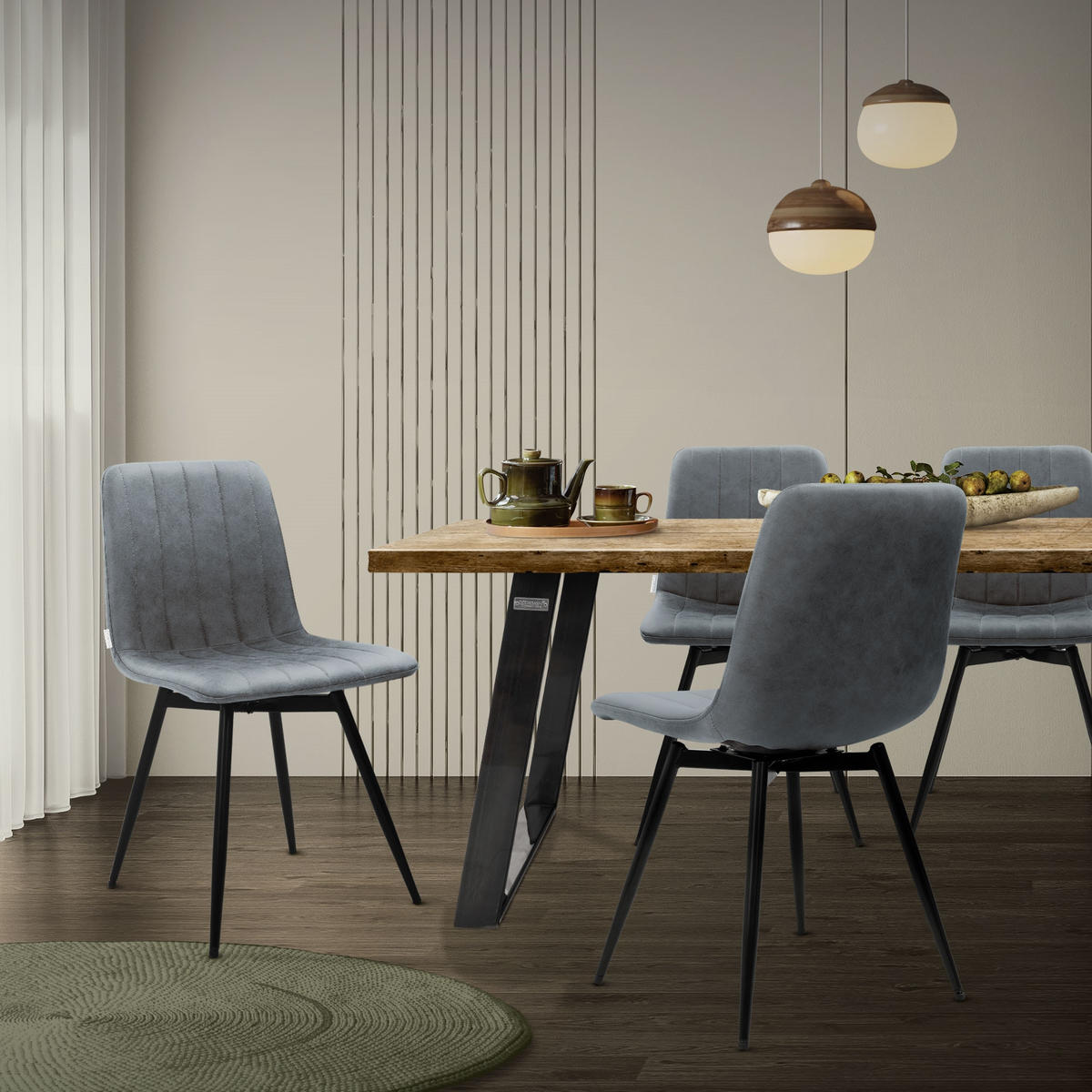 ESSZIMMERSTÜHLE 2er Set drehbar Küchenstühle gepolstert aus Kunstleder Anthrazit - Anthrazit/Schwarz, Textil/Metall (43/81/52cm) - ML-DESIGN