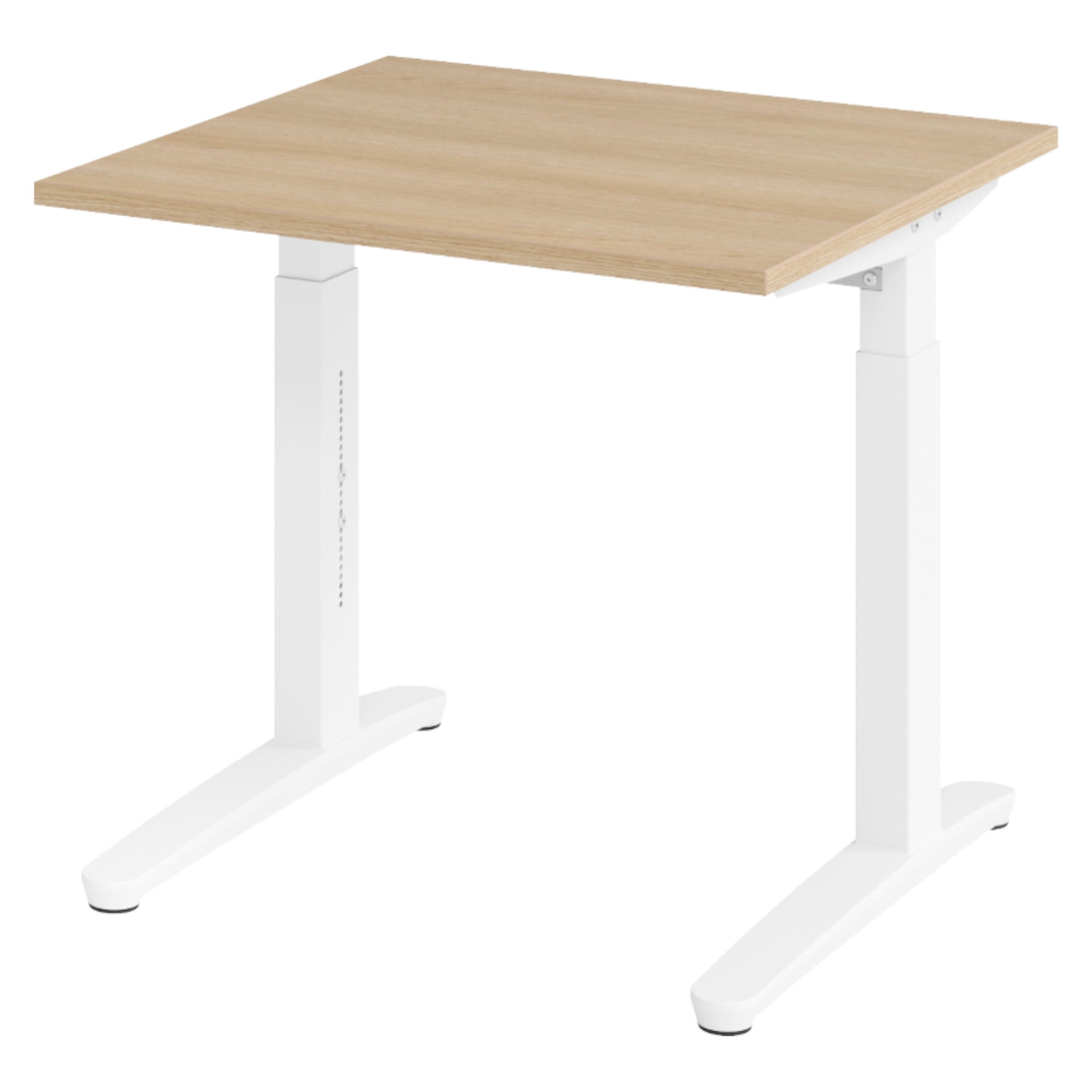 SCHREIBTISCH Serie-XB 80/80/74 cm in Eichefarben/Weiß - Eichefarben/Weiß, Holzwerkstoff (80/80/74cm) - bümö