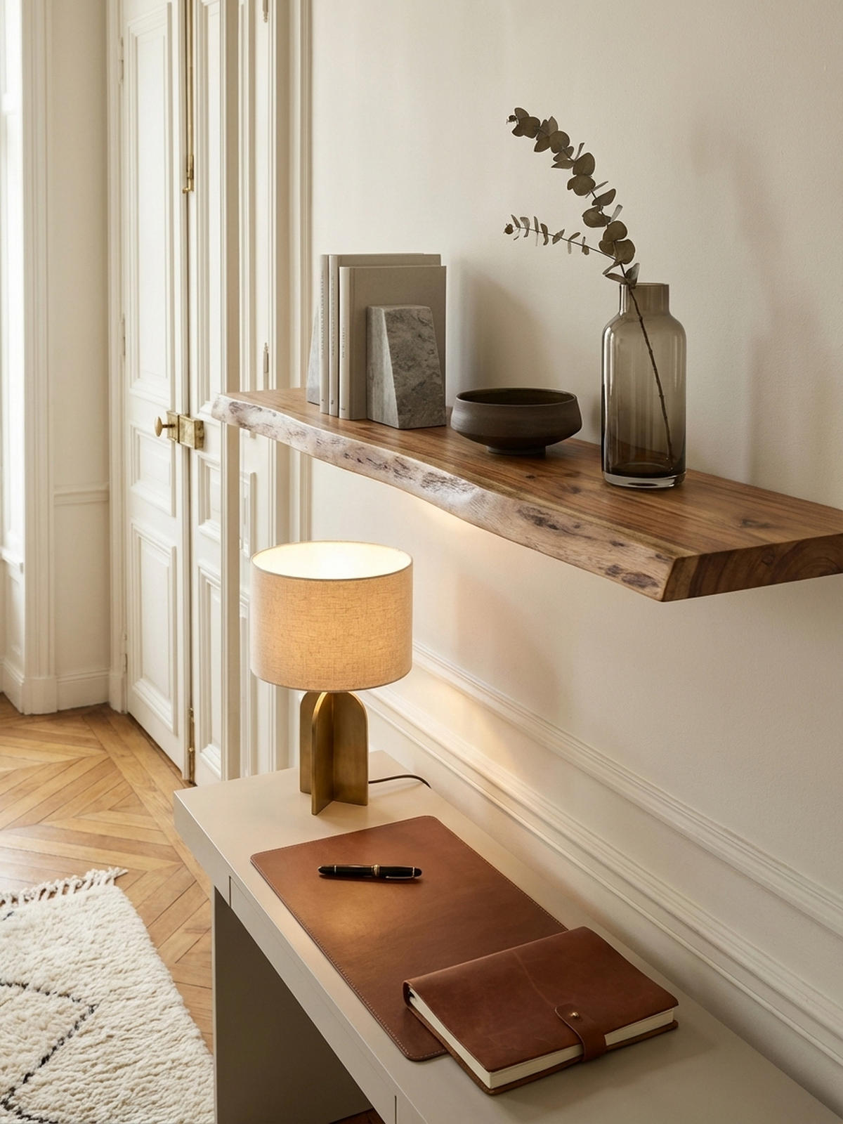 WANDREGAL Akazienholz Baumkante Rustikal, Beige 140x26x4 cm - Beige, Holz (140/4/26cm) - KADIMA DESIGN