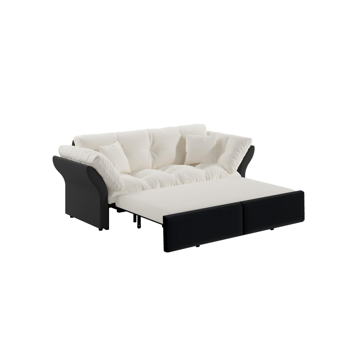 SCHLAFSOFA 190/85/91 cm, 3-in-1 ausziehbar mit Veloursbezug und 2 Kissen, Beige/Weiß - Beige, Textil (190/91/85cm) - Redom