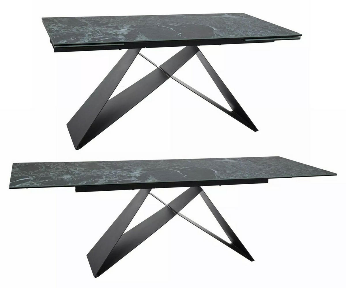 ESSTISCH Westin X / Schwarz Matt 160-240 / 90 / 77cm - Schwarz/Grün, Holz/Keramik (90/240/77cm) - Feldmann-Wohnen