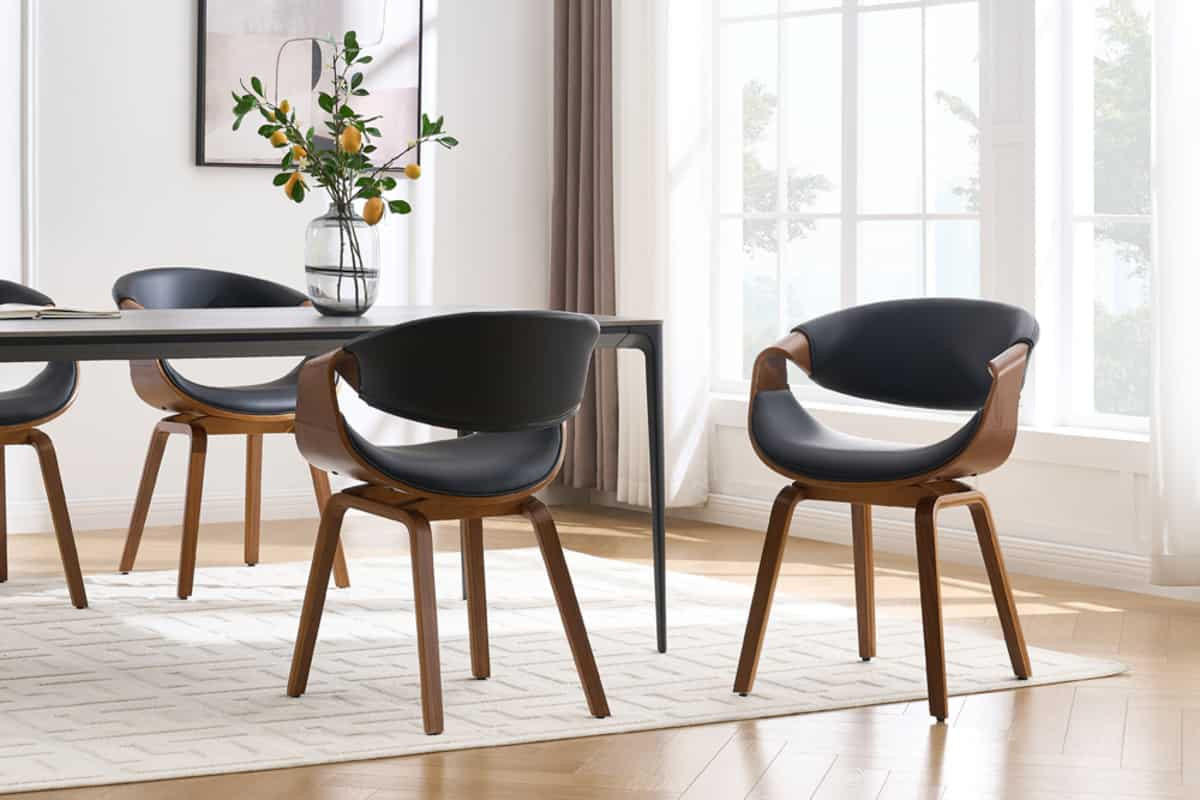 STUHL ORGANIC Kunstleder Schwarz 80 cm - Walnussfarben/Schwarz, Holz/Holzwerkstoff (55/79/57cm) - riess-ambiente