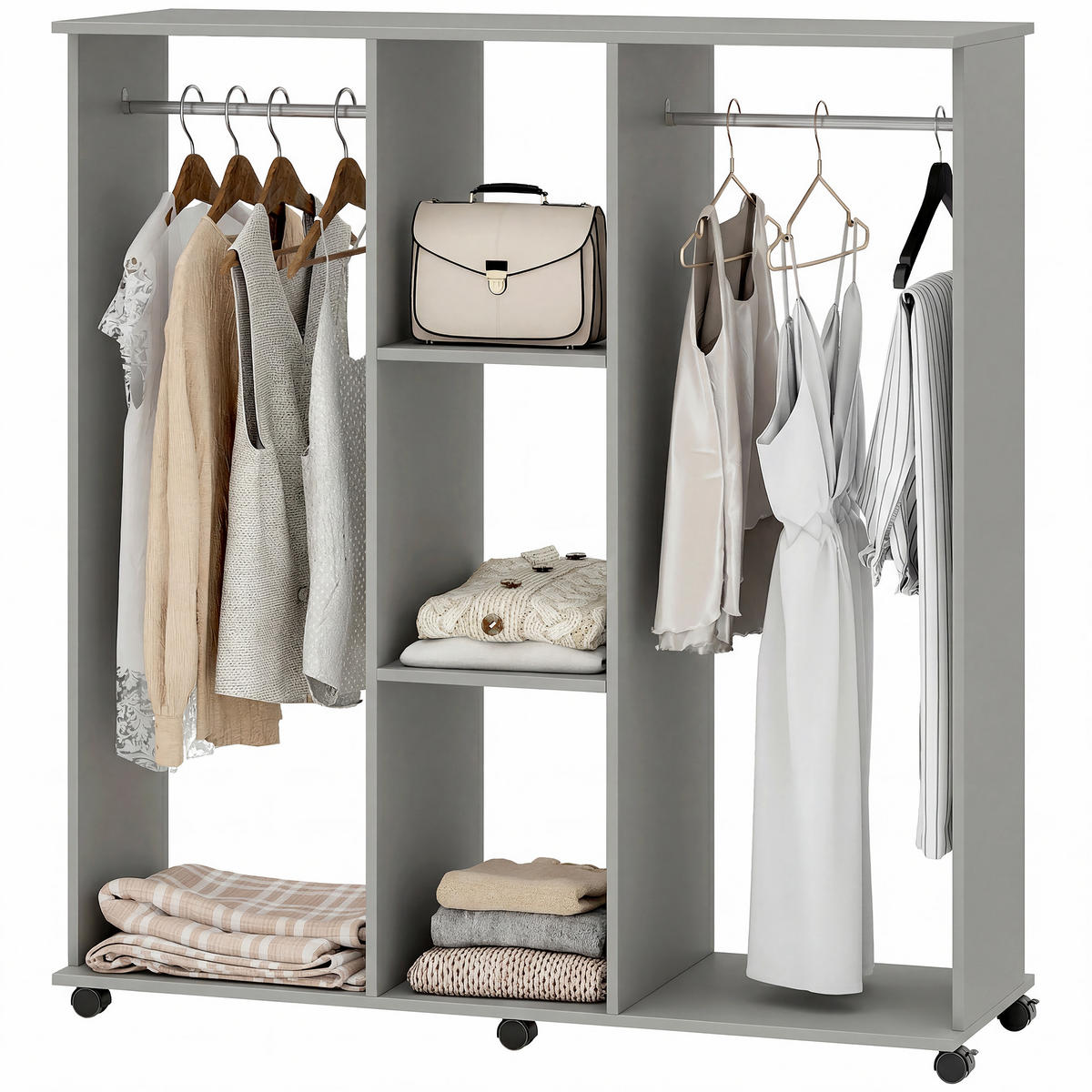 KLEIDERSCHRANK Grau 1 Stück - Grau, Holzwerkstoff (40/128/120cm) - GiPP