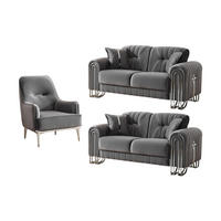 SITZGARNITUR Bogota, Grau Stellvariante 2+2+1 - Grau, Holzwerkstoff/Metall (175/87/98cm)
